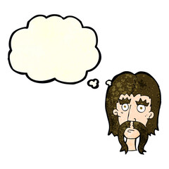 cartoon man with long mustache with thought bubble