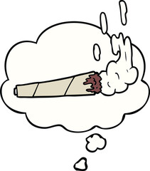 cartoon marijuana joint and thought bubble