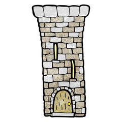 textured cartoon old castle tower