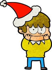 happy textured cartoon of a man wearing santa hat