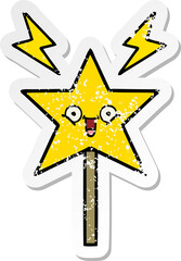 distressed sticker of a cute cartoon magic wand