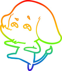 rainbow gradient line drawing cartoon elephant remembering