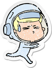 Obraz premium distressed sticker of a cartoon stressed astronaut