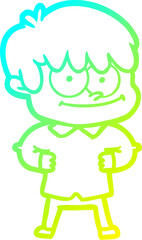 cold gradient line drawing happy cartoon man