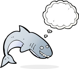 cartoon shark with thought bubble