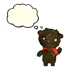 cartoon cute black bear with thought bubble