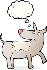 funny cartoon dog with thought bubble