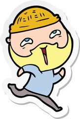 sticker of a cartoon happy bearded man