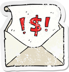 retro distressed sticker of a cartoon abusive letter