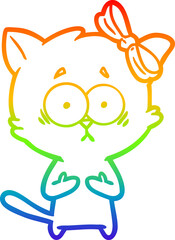 rainbow gradient line drawing cartoon cat
