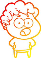 warm gradient line drawing cartoon shocked man