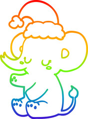 rainbow gradient line drawing cute christmas elephant