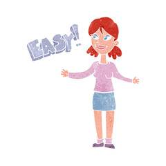 cartoon woman saying easy
