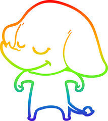 rainbow gradient line drawing cartoon smiling elephant