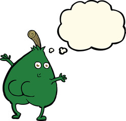 a nice pear cartoon with thought bubble