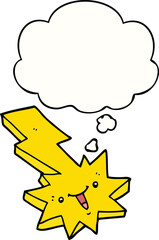 cartoon lightning strike and thought bubble
