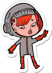 sticker of a cartoon astronaut woman
