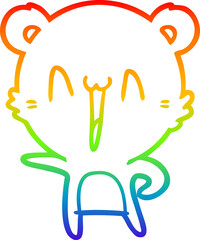 rainbow gradient line drawing happy bear cartoon