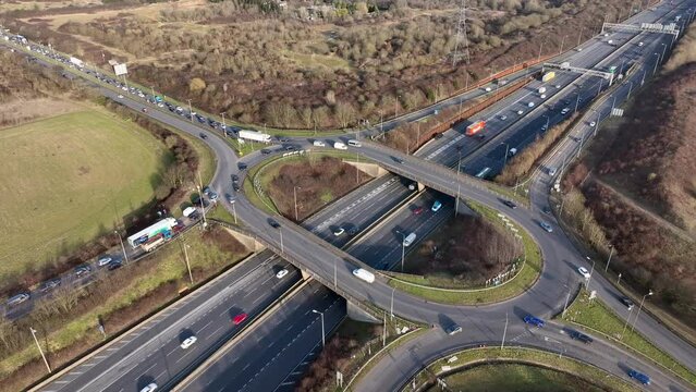 M25 Motorway Junction 21a Rush Hour Aerial View