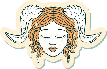 tiefling character face grunge sticker