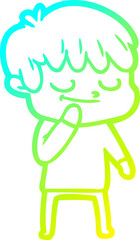 cold gradient line drawing cartoon happy boy