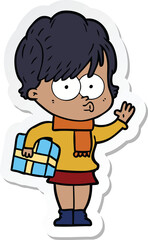 sticker of a cartoon woman