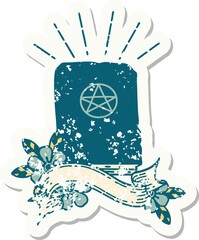 grunge sticker of tattoo style spellbook