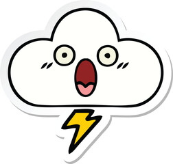 sticker of a cute cartoon thunder cloud