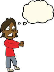 cartoon shocked man with thought bubble