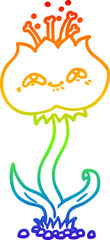 rainbow gradient line drawing cute cartoon flower