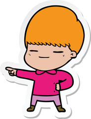 sticker of a cartoon smug boy