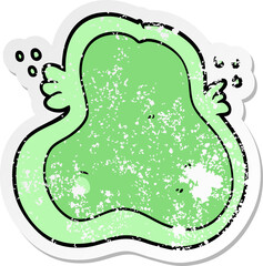distressed sticker of a cartoon amoeba