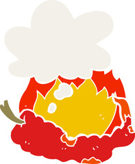 cartoon hot chili pepper and thought bubble in retro style