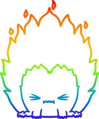 rainbow gradient line drawing cartoon fire creature
