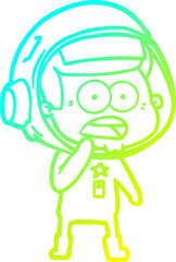 cold gradient line drawing cartoon surprised astronaut