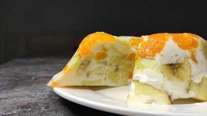Fruit homemade jelly cake, milky