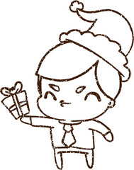 Christmas Man Charcoal Drawing