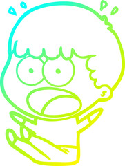 cold gradient line drawing cartoon shocked man