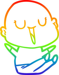 rainbow gradient line drawing happy cartoon bald man