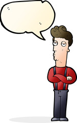 cartoon unimpressed man with speech bubble