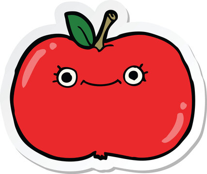 sticker of a cute cartoon apple