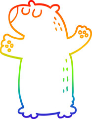 rainbow gradient line drawing cartoon bear standing