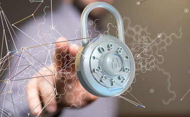 Information technology protected with firewall, secure access and encryption against cyber -...