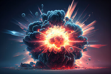 nuclear reaction. atomic particle explosions illustration. Generative AI - obrazy, fototapety, plakaty