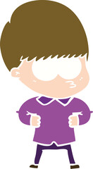 curious flat color style cartoon boy