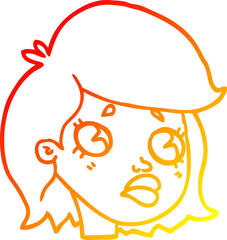 warm gradient line drawing cartoon sad girl