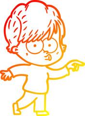 warm gradient line drawing cartoon woman