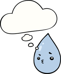 cartoon cute raindrop and thought bubble