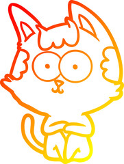 warm gradient line drawing happy cartoon cat