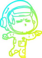 cold gradient line drawing cartoon stressed astronaut